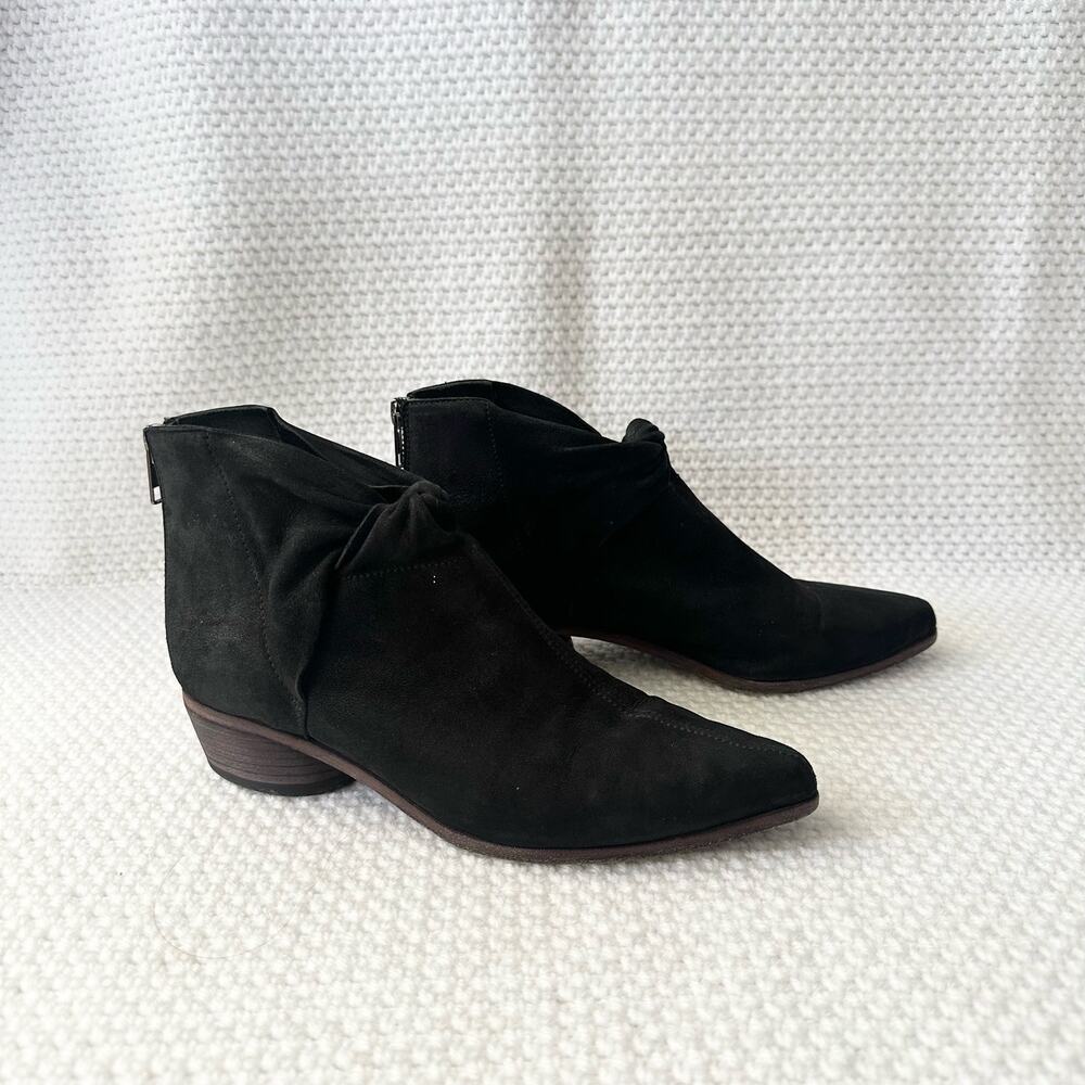 LD Tuttle The Marble Twist Knot Black Leather Pointed Ankle Boot Booties 37